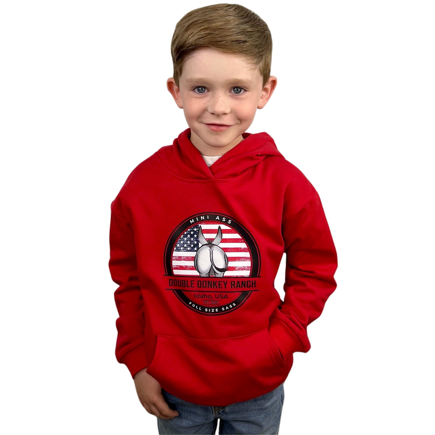 Youth Red American Donkey Sweatshirt