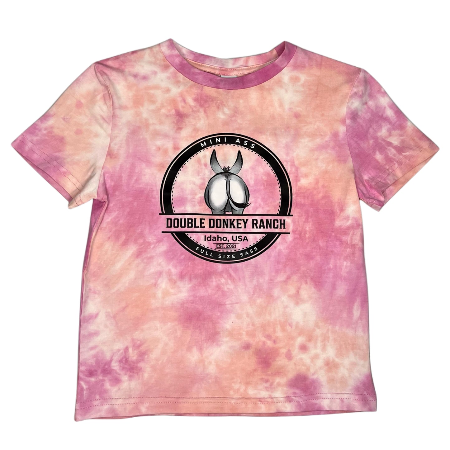 Youth Pink Tie Die Donkey Tee