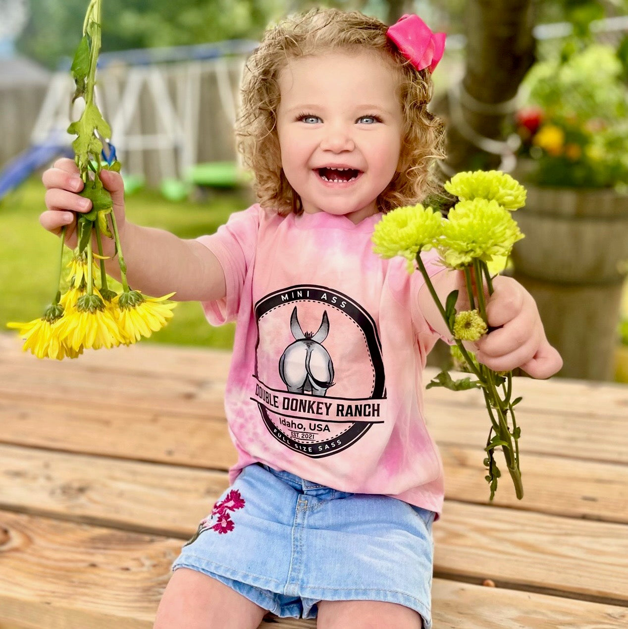 Youth Pink Tie Die Donkey Tee