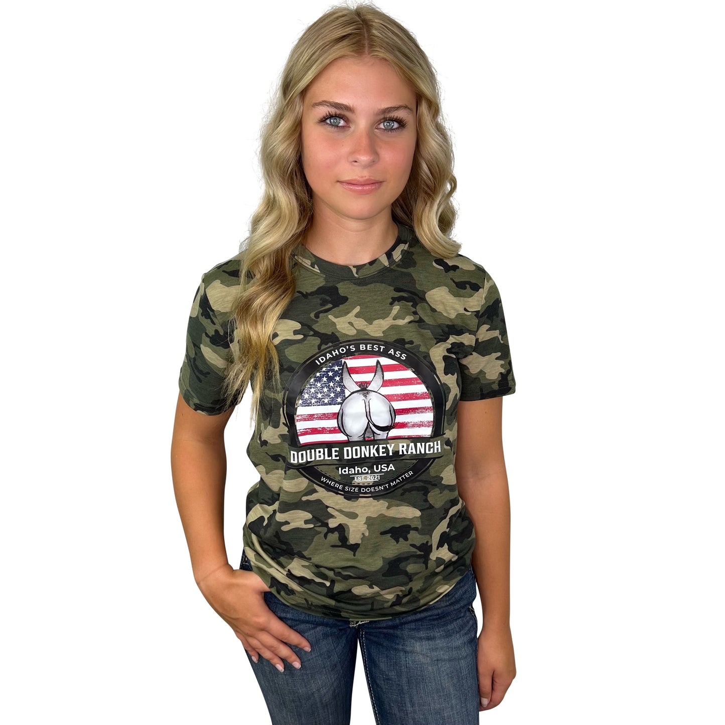 Gals Best Ass Camo Patriot Tee