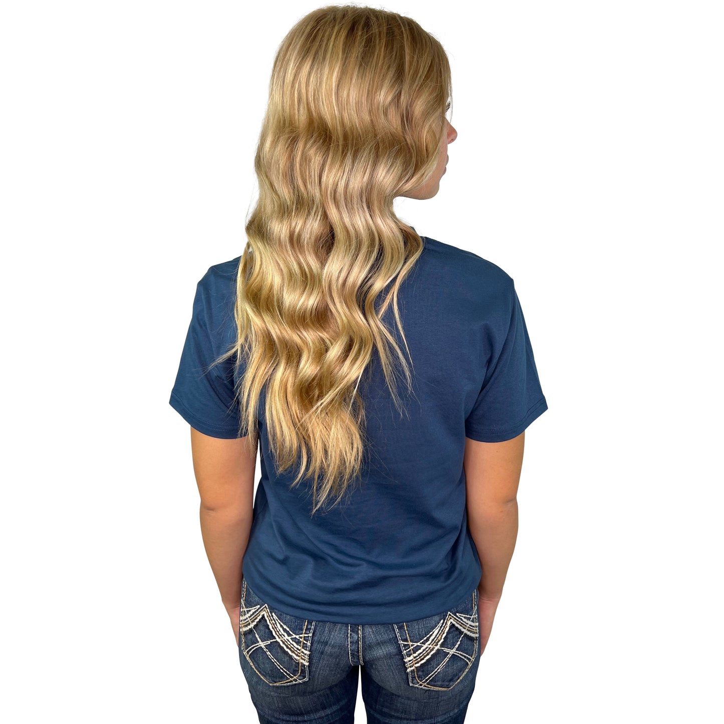 Gals Blue Patriotic Idaho Donkey Tee