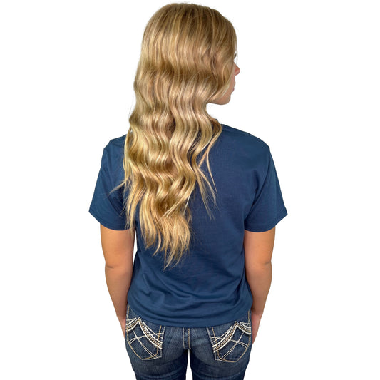 Gals Blue Patriotic Idaho Donkey Tee