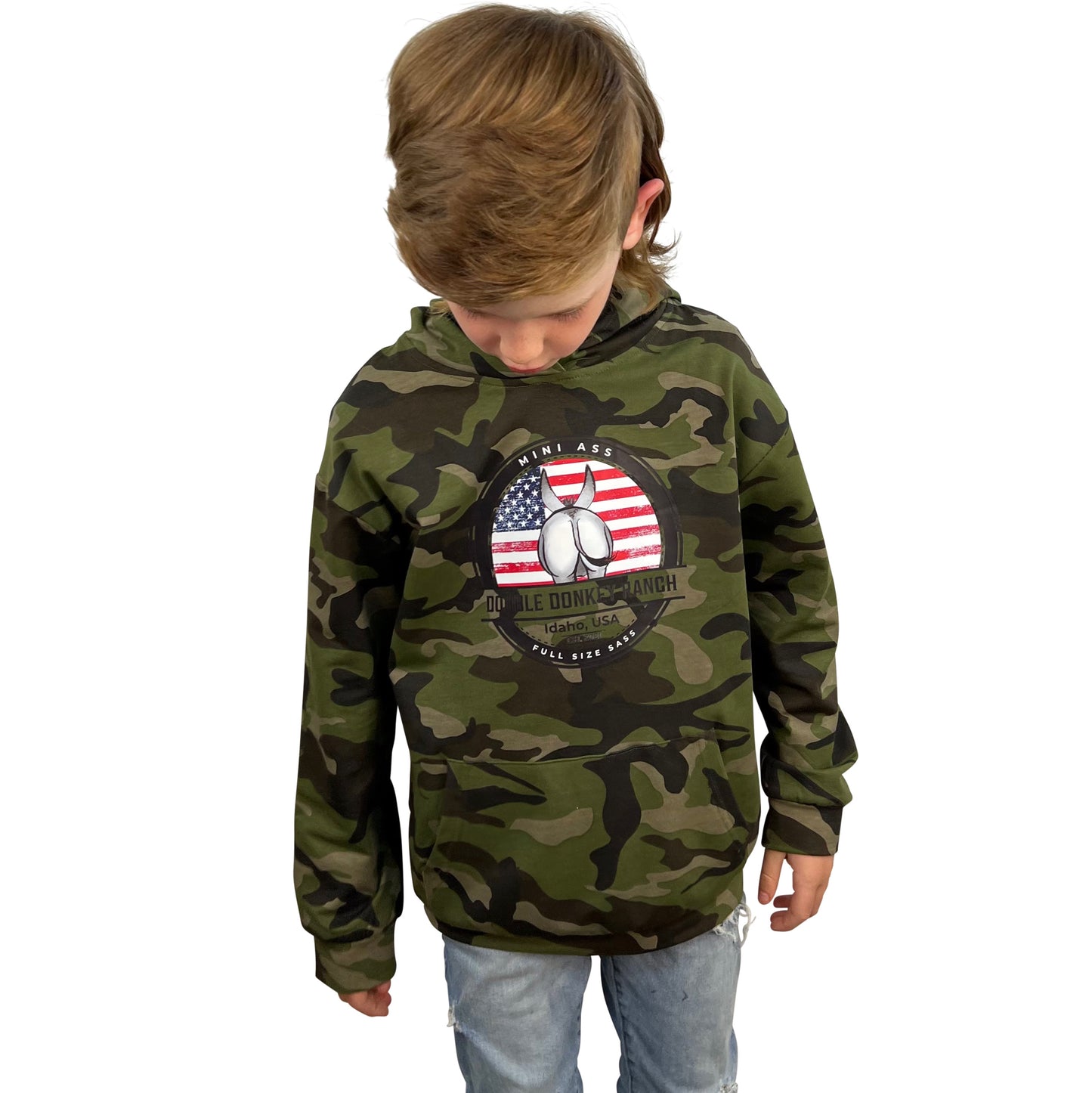 Youth Mini Ass Camo Patriot Hoodie