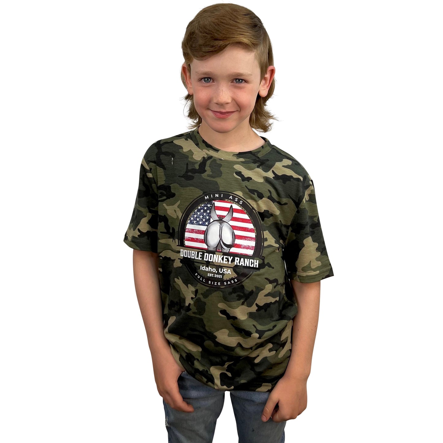 Youth Mini Ass Camo Patriot Tee