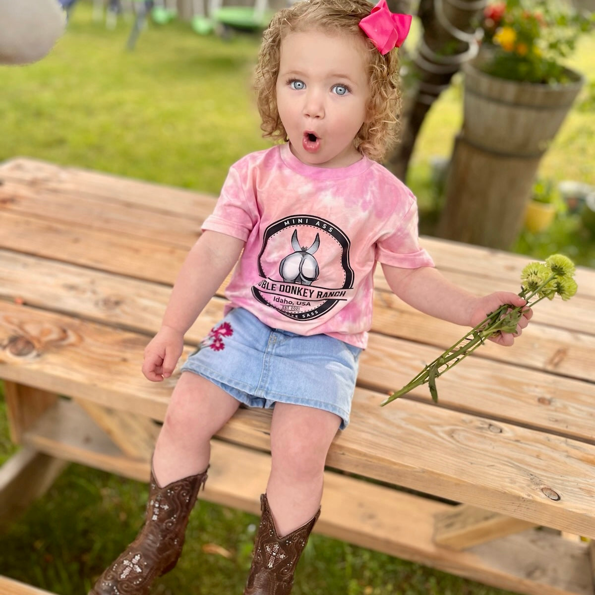 Youth Pink Tie Die Donkey Tee