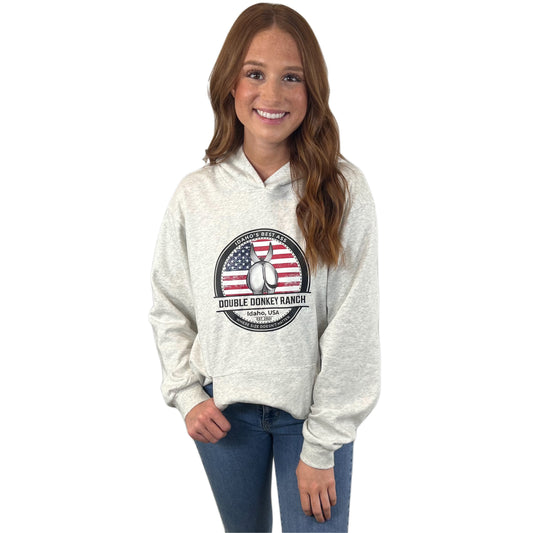 Gals American Flag Donkey Hoodie