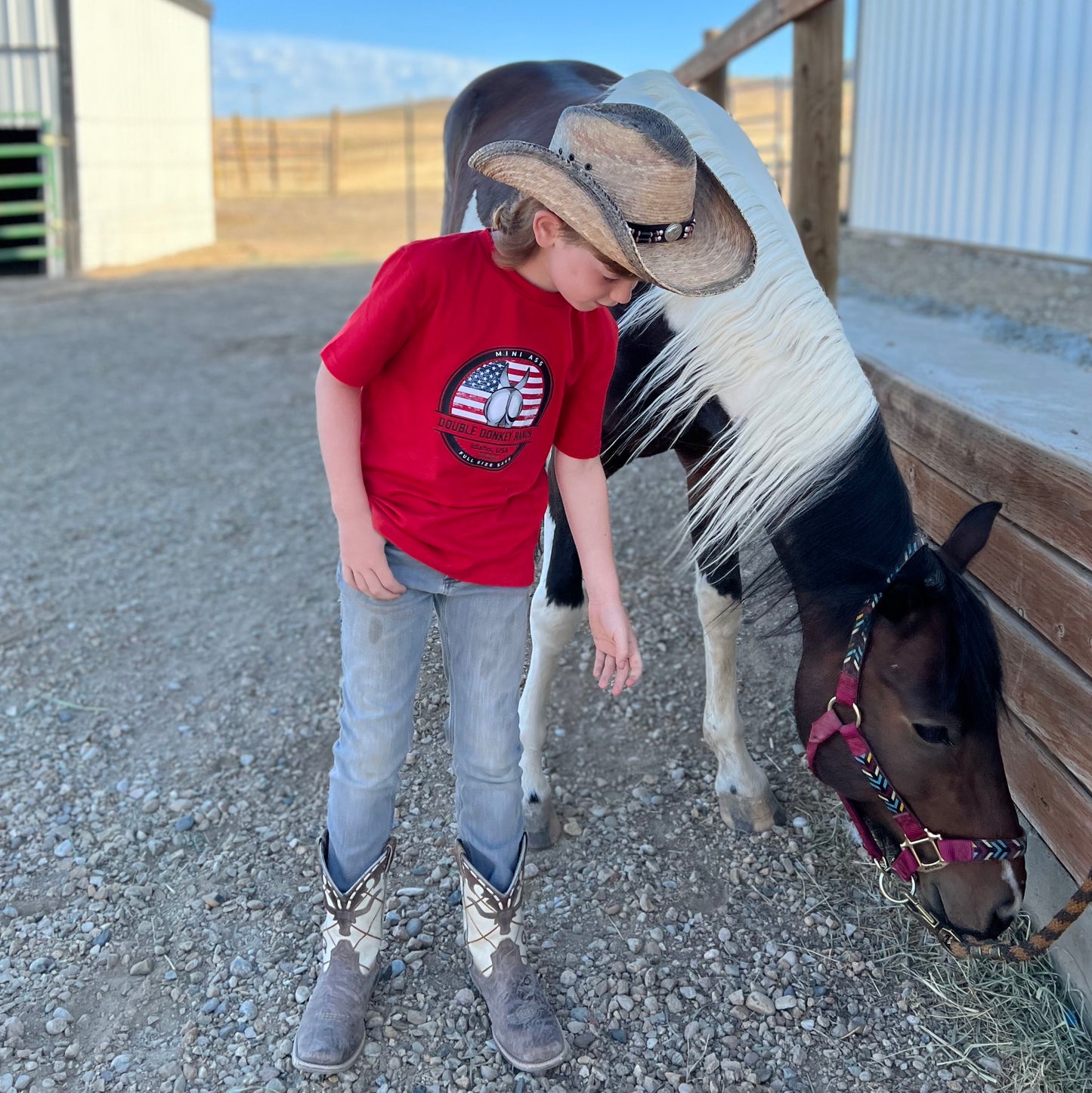 Youth Red American Donkey Tee
