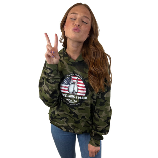 Gals Camo American Flag Hoodie
